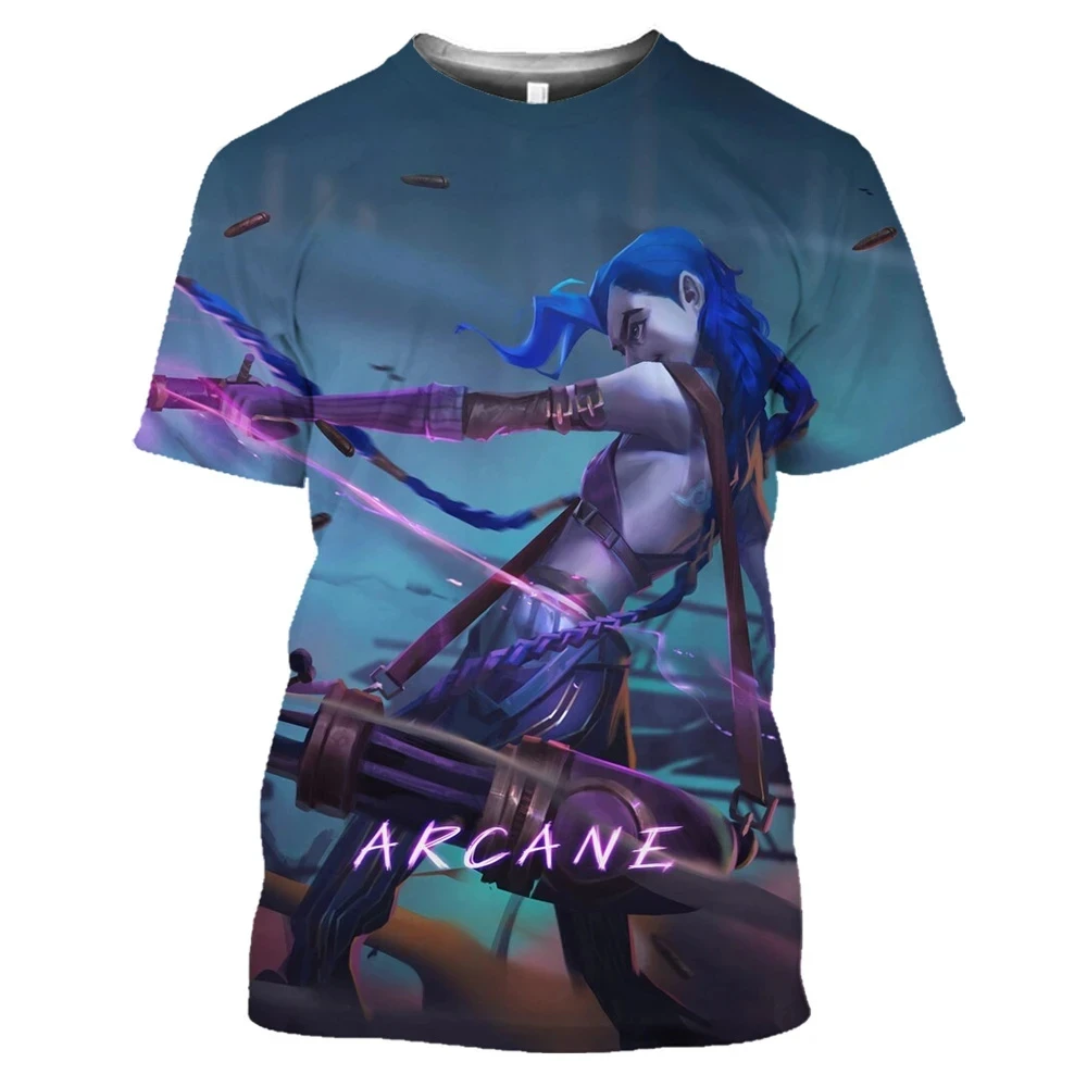 Fashion 3D Anime Print Men Women T-shirt Arcane League Jinx Graphs O-neck Short Sleeve Tops Summer Casual Children Street Tees