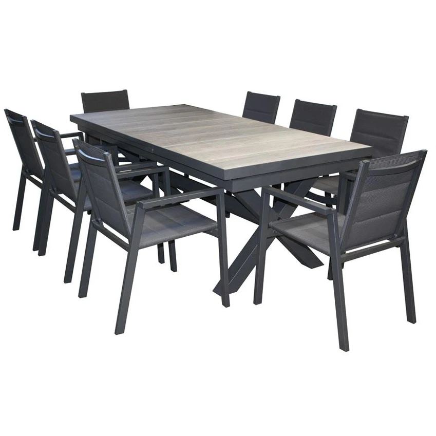 Restaurant Furniture Garden Extendable Table With Chairs Outdoor Dining Set Stack-able Patio Chair And Ceramic Table