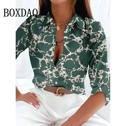 2025 New Spring Blouses Women's Long Sleeve Basic Tops Casual 3D Print Plus Size Elegant Shirts Women's Single-Breasted Shirts