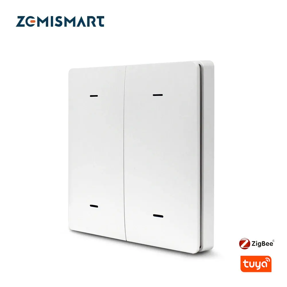 Zemismart Tuya Zigbee Smart Wireless Switch with 4 Gangs Wall Push Light Switch Remote Control Timer Smart Life App