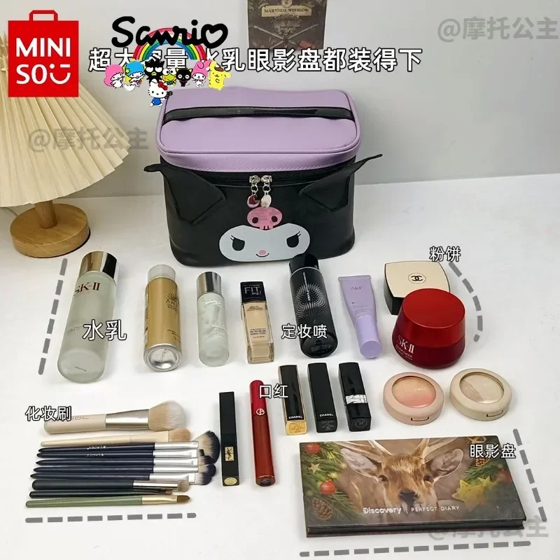 Kuromi 2025 New Women's Makeup Bag Fashionable High Quality Handheld Storage Bag Cartoon Large Capacity Portable Storage Bag