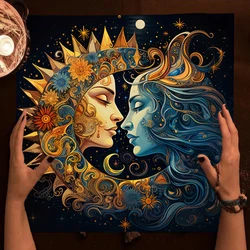 Mystical Sun and Moon Tarot Mat Tarot Cards Tablecloth Altar Cloth Tapestry Wall Hanging Board Game Card Pad Witch Home Decor