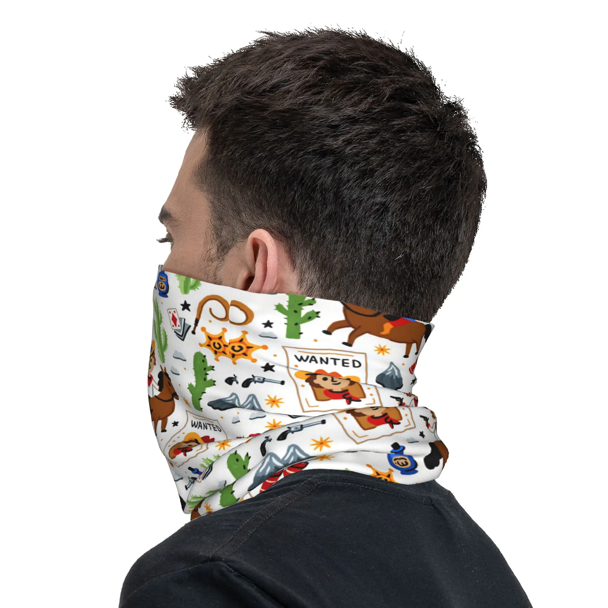 Cartoon Kids Western Cowboy Balaclava Hunting Fishing Cycling Mask UV Protection Soft Motorcycle Face Masks Spring Scarf Bandana view 4