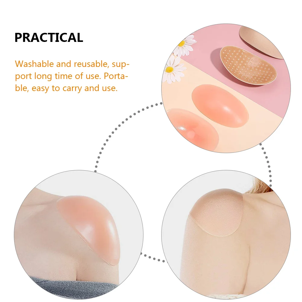 

4 Pairs Reusable Shoulder Pads Set Washable Nonslip Silicone for Womens Clothing Perfect Shape Long Use Portable