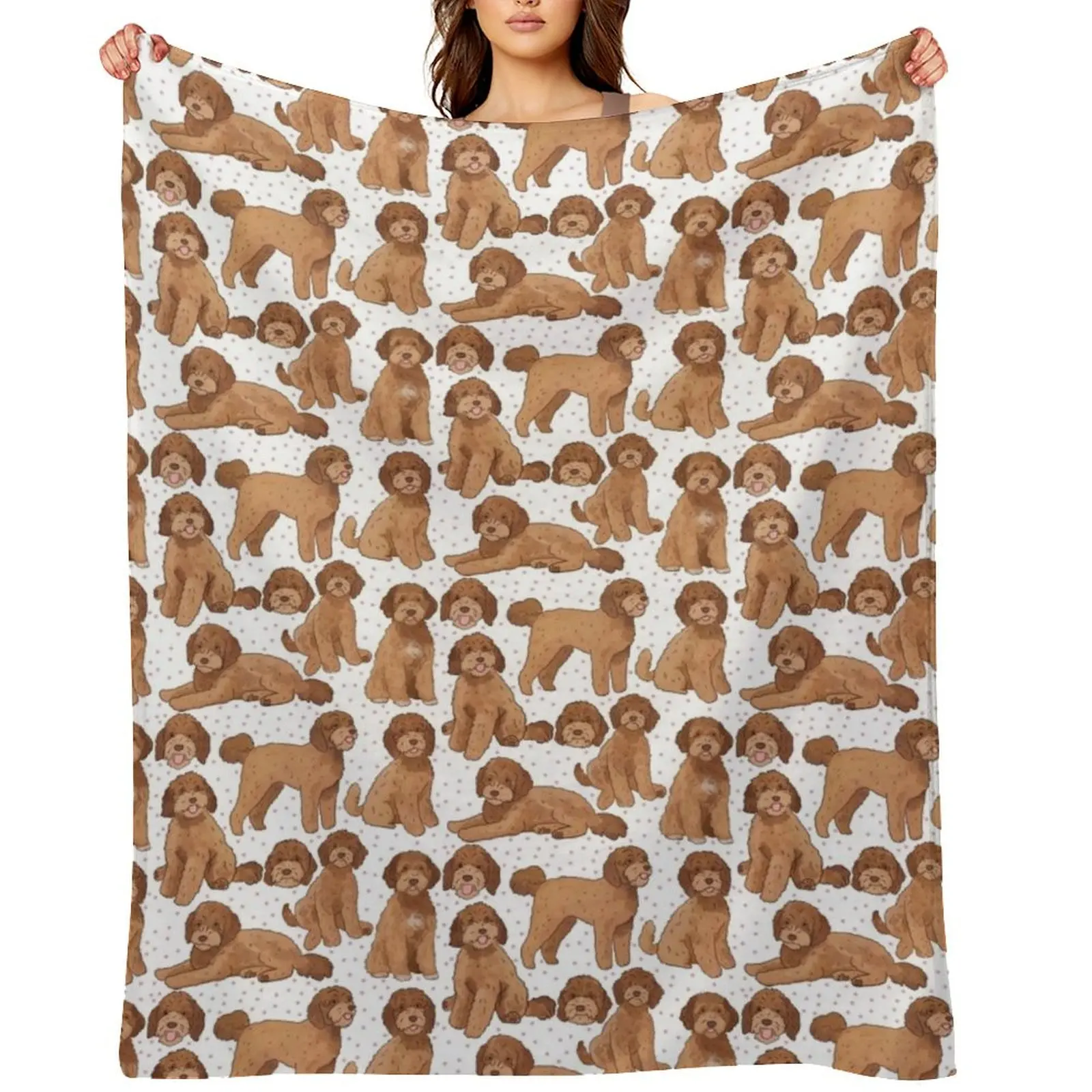 

Labradoodle cute illustration Throw Blanket Kid'S Hair Giant Sofa Shaggy Blankets