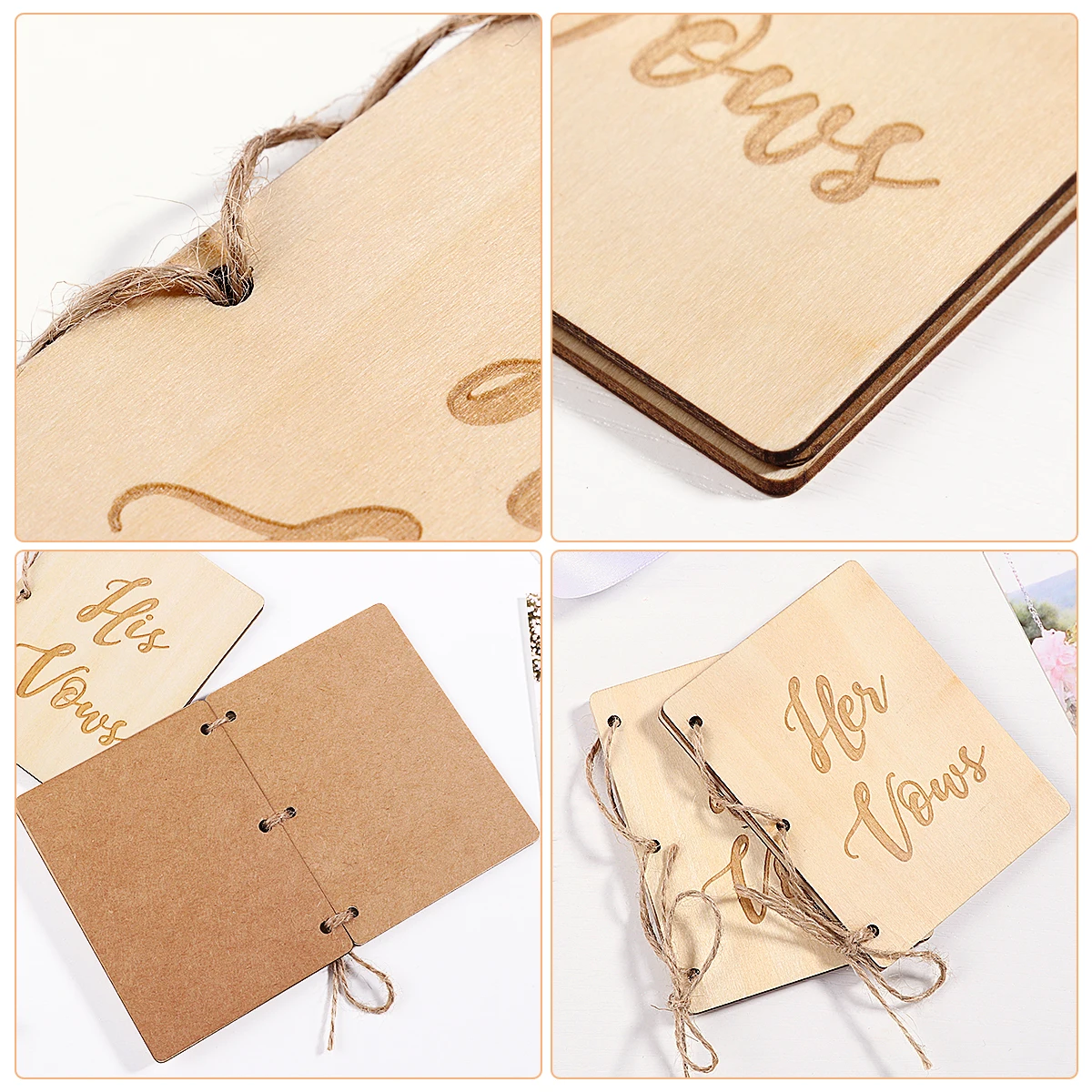 

Wedding Vow Books 2 Blank Kraft Paper Rustic Notebook His Her Vows Bride Groom Gifts Sign In Book Wooden Cover