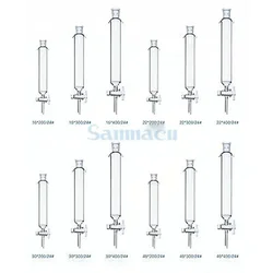 ID 16/20/30/44mm Length 200/300mm 24/29 Tube O/D 9-10mm Glass Chromatography Column PTFE Stopcock Ground Cone Fritted