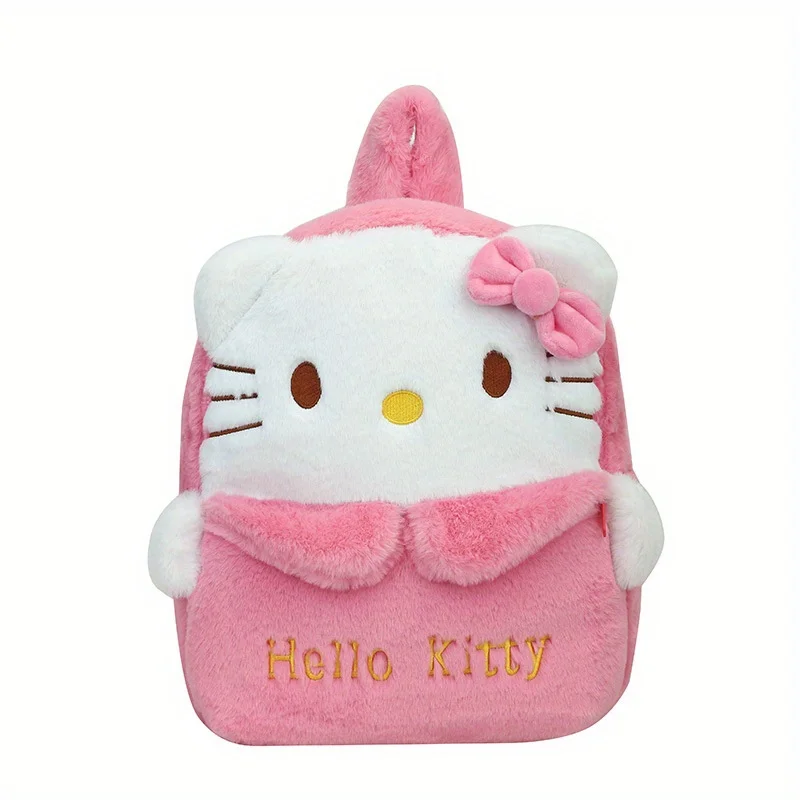 Kawaii Sanrio Plush Backpack - Soft Faux Fur, Cartoon Character Design, Adjustable Shoulder Straps, Spacious Interior Travel