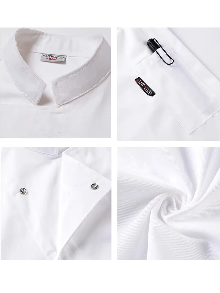 Zomer Koksjas Restaurant Keuken Chef Werkuniform Ober Werkshirt Koken Kostuum Kapper Catering Bakkerij Werkkleding