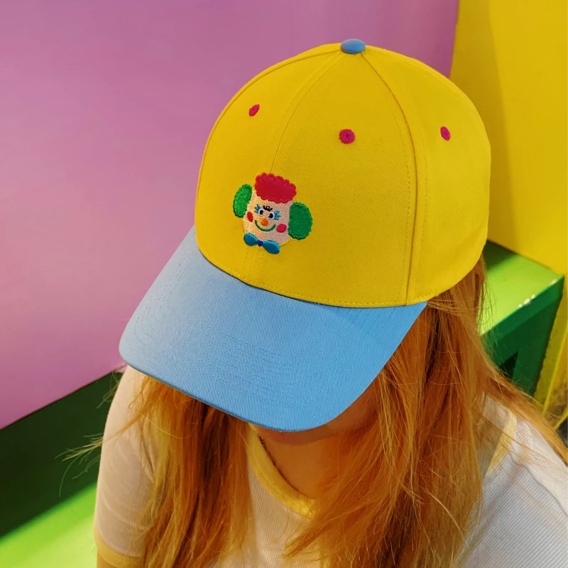 

Original Uody Embroidered Women's Cap Face Slimming Color Block Contrast Personalized Hat Cotton Bendable Brim Travel Suitable