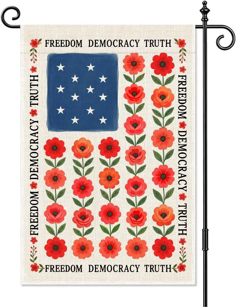 Freedom Democracy Truth Social Justice Floral Garden Flag 12x18 aaz