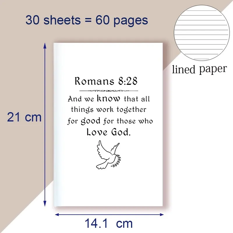 A5 Notebook Romans 8 28 - God Works All Things Together For The Good of Those who Love Him - Bible Verse Jesus Writing Note Book