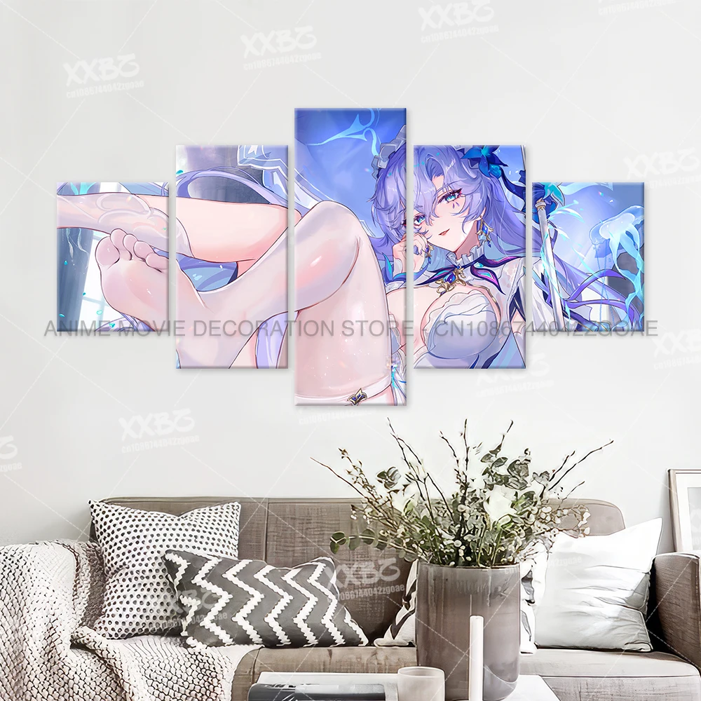 

5 шт., картины с принтом на холсте, аниме, настенные художественные картины, игровой персонаж, домашний декор, постер для гостиной, без рамки, фреска