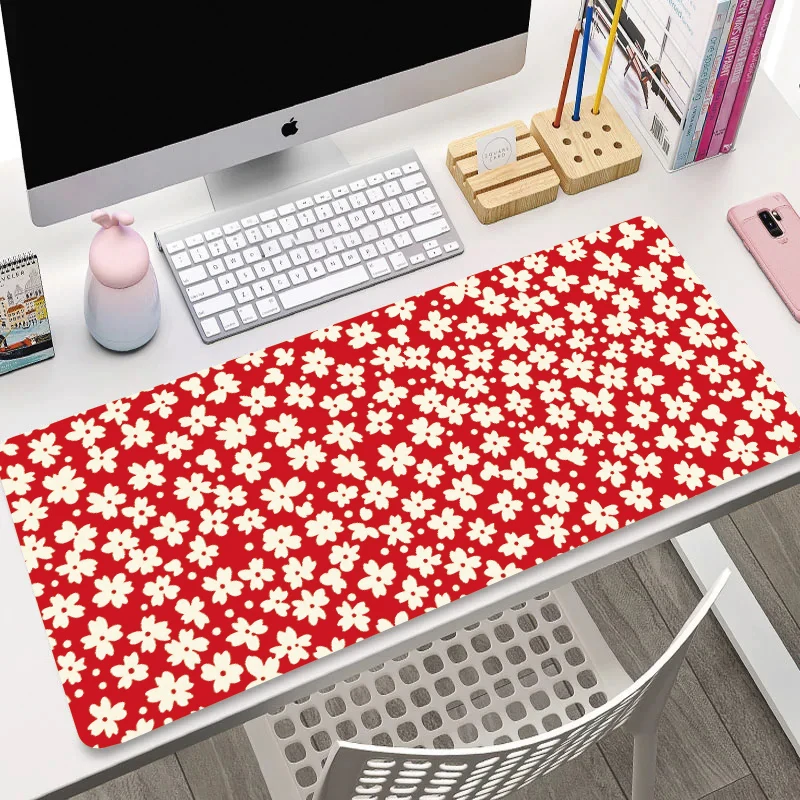 XXL Five-leaf Clover Mouse Pad Solid Color Pattern Mat Large Computer Game Desk Pads Anti-Slip Gaming Keyboard Long Table Mats