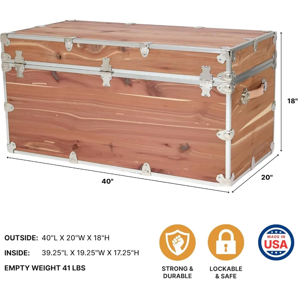 Grande cassapanca portaoggetti in cedro annodato - Tavolino da caffè 3XL, baule fine del letto, panca portaoggetti per ingresso, 40x20x18 pollici, realizzata a mano in U