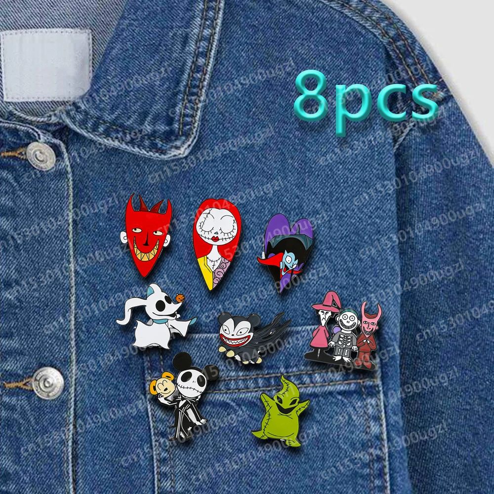 

Disney Movie The Nightmare Before Christmas Cartoon Character Series Enamel Pins Lapel Brooch Halloween Gift Decorative Backpack