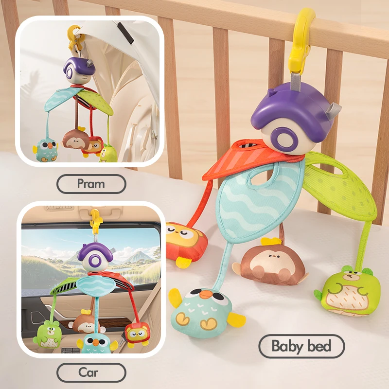 Juguetes con campana para cama de bebé de 0 a 1 año, sonajeros giratorios musicales para mesita de noche, cama colgante para recién nacido, juguetes de entrenamiento sensorial móvil, regalo infantil