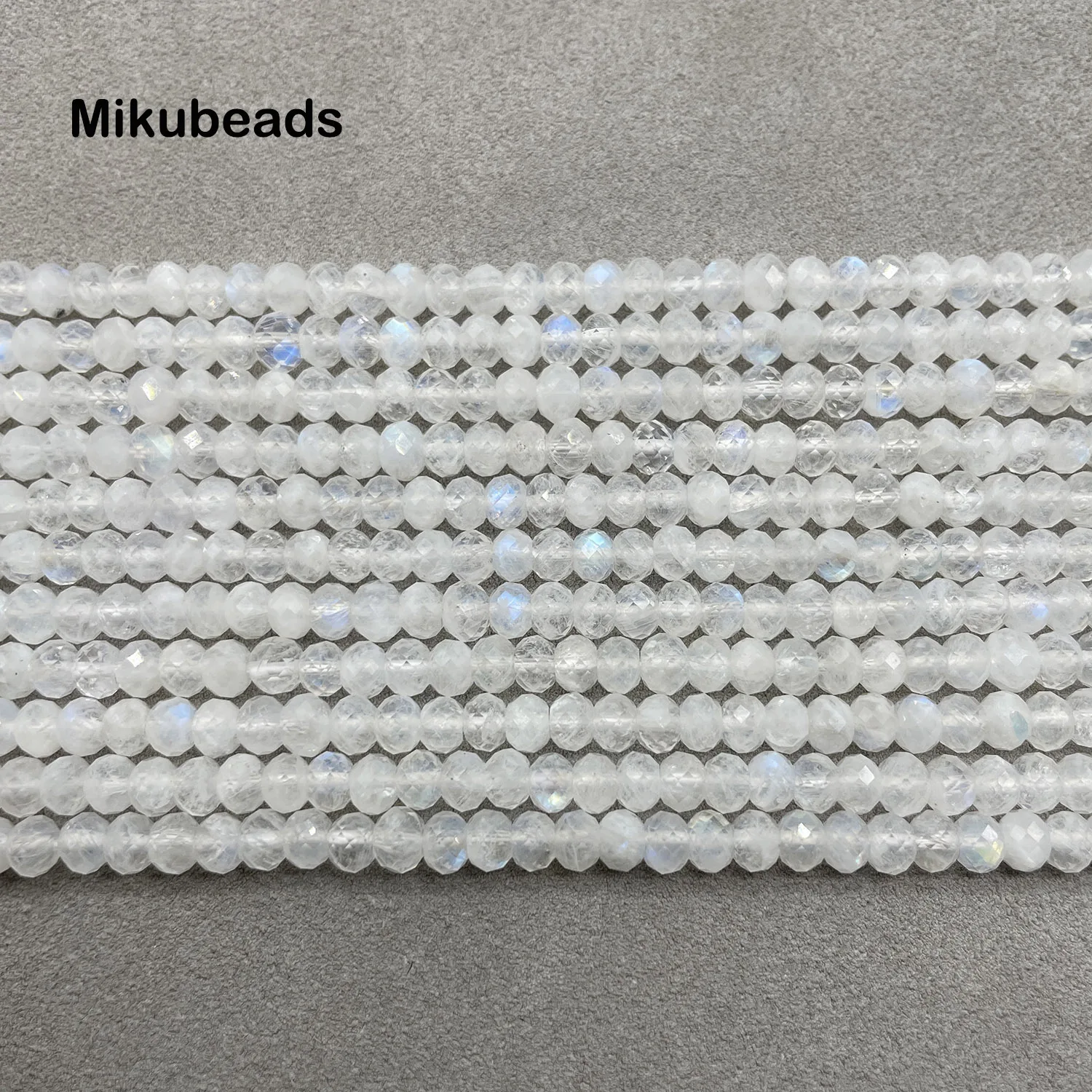 Wholesale Natural 3*5mm AAA+ Moonstone Faceted Rondelle Loose Beads For Jewelry Making DIY Bracelets Necklace Mikubeads