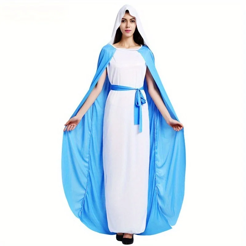 Halloween cosplay essencial jesus traje masculino missionário sacerdote traje pai maria freira traje com elementos cruzados adicionados