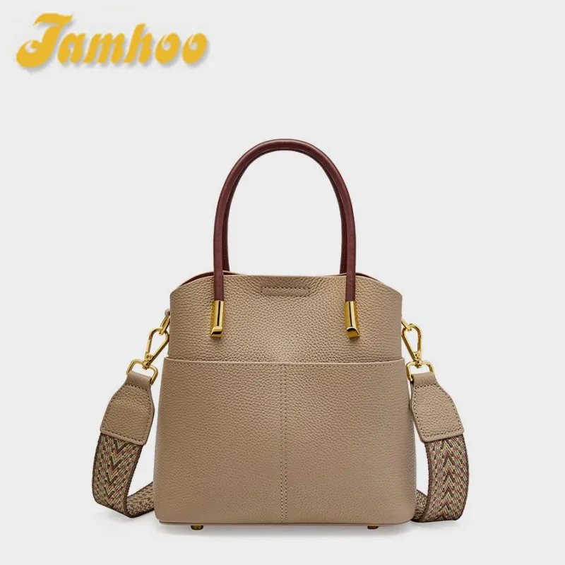 

Jamhoo Summer Top 2024 Soft Leather Bucket Bags for Women Versatile Handbag Leather Tote Bag High Sense Casual Crossbody Bag