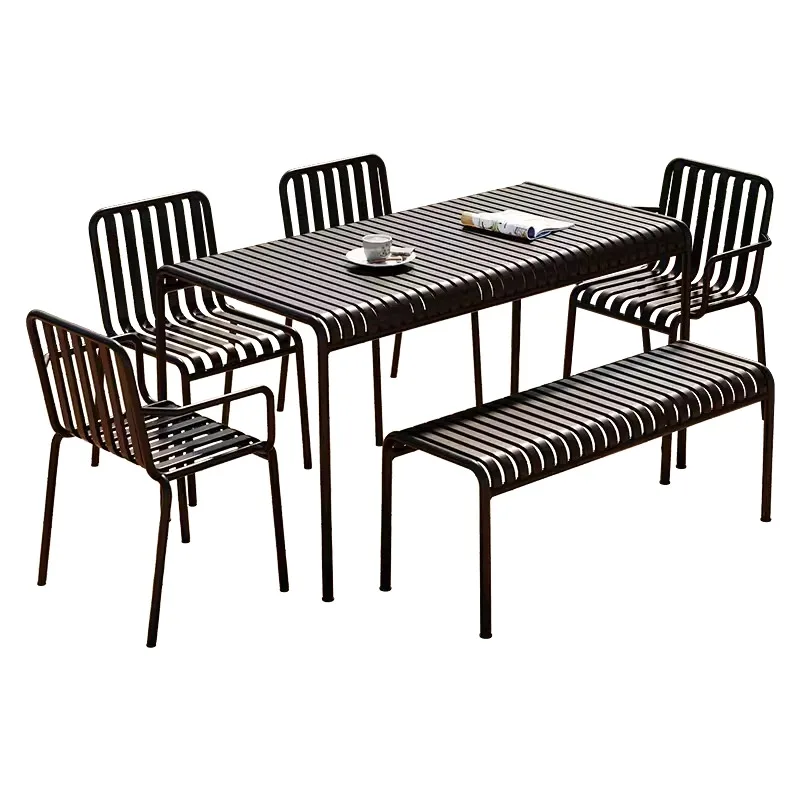 Nordischer moderner leichter Luxus-Esszimmerstuhl aus Schmiedeeisen, Restaurant, Café, einfaches Zuhause, Freizeithocker im Freien
