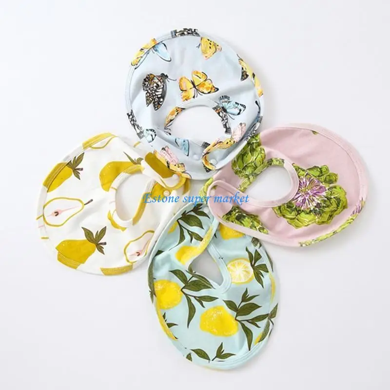 

090B Baby Feeding Drool Bib Saliva Towel Scarf Bandana Soft Cotton Button Burp Cloth for Newborn Toddler Boys Girls Shower