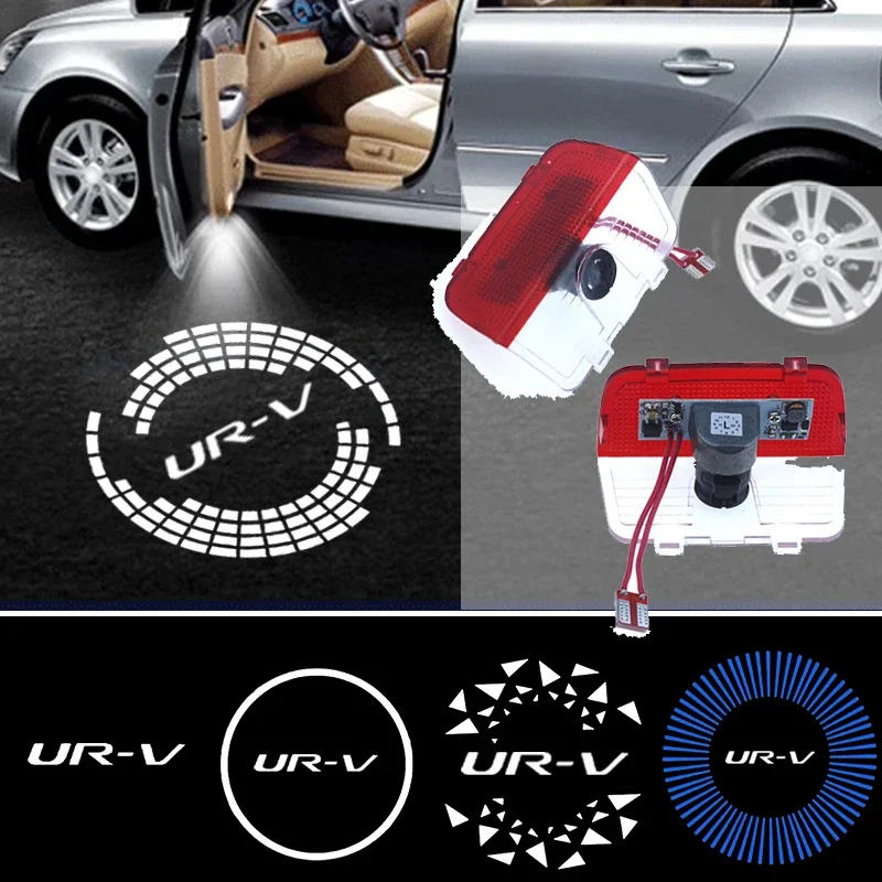 2PCS LED Car Door Welcome Lights Shadow Projector Courtesy Ghost Logo Lamp for Honda UR-V 2017 Emblem Auto Styling