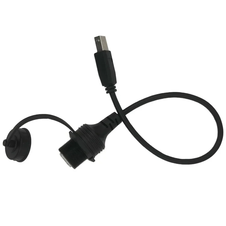 Waterproof Cable Car Yacht Motorcycle Dashboard USB 2.0 Type-B Male To Female 480Mbps Print Data Extension Adapter Cable 0.3m