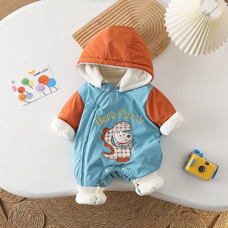 

Thiened Winter Clothes for Newborn Babies Overheating Cartoon Bodysuit Fce Lined Warm Outerwear Cler Suit Baby Clothes