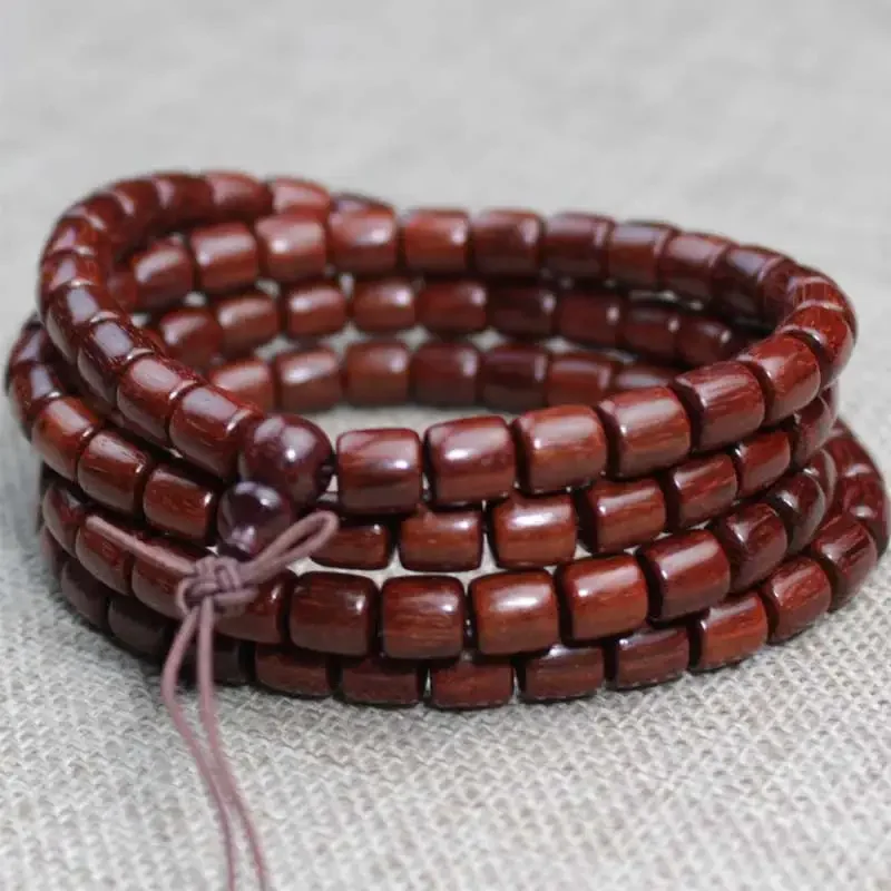 

Authentic Zambia Blood Sandalwood Bracelet with 108 Beads Redwood Lucky Barrel Special Male and Female Jewelry