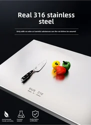 Panneau et planche à découper en acier inoxydable 316, cuisine, ménage épaissi double face extra large surface malaxée planche à découper