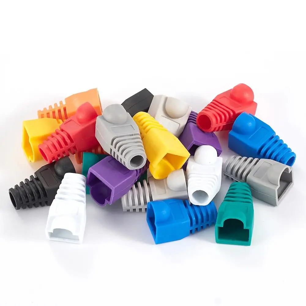 100Pcs CAT5e CAT6 RJ45 OD6.5 Cable Connector Plug 8p8c Connector Strain Relief CoverNetwork Cable Caps Ethernet Boot Durable