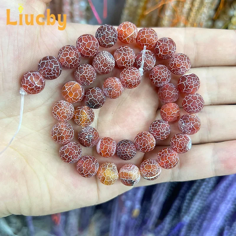 Quarzit, rissiges, rötliches Achat, geeignet für die Schmuckherstellung, DIY, Retro-Ohrstecker, Armbänder, Ohrringe, Accessoires, 15 Stränge, 6/8/10 mm. – Detail 7