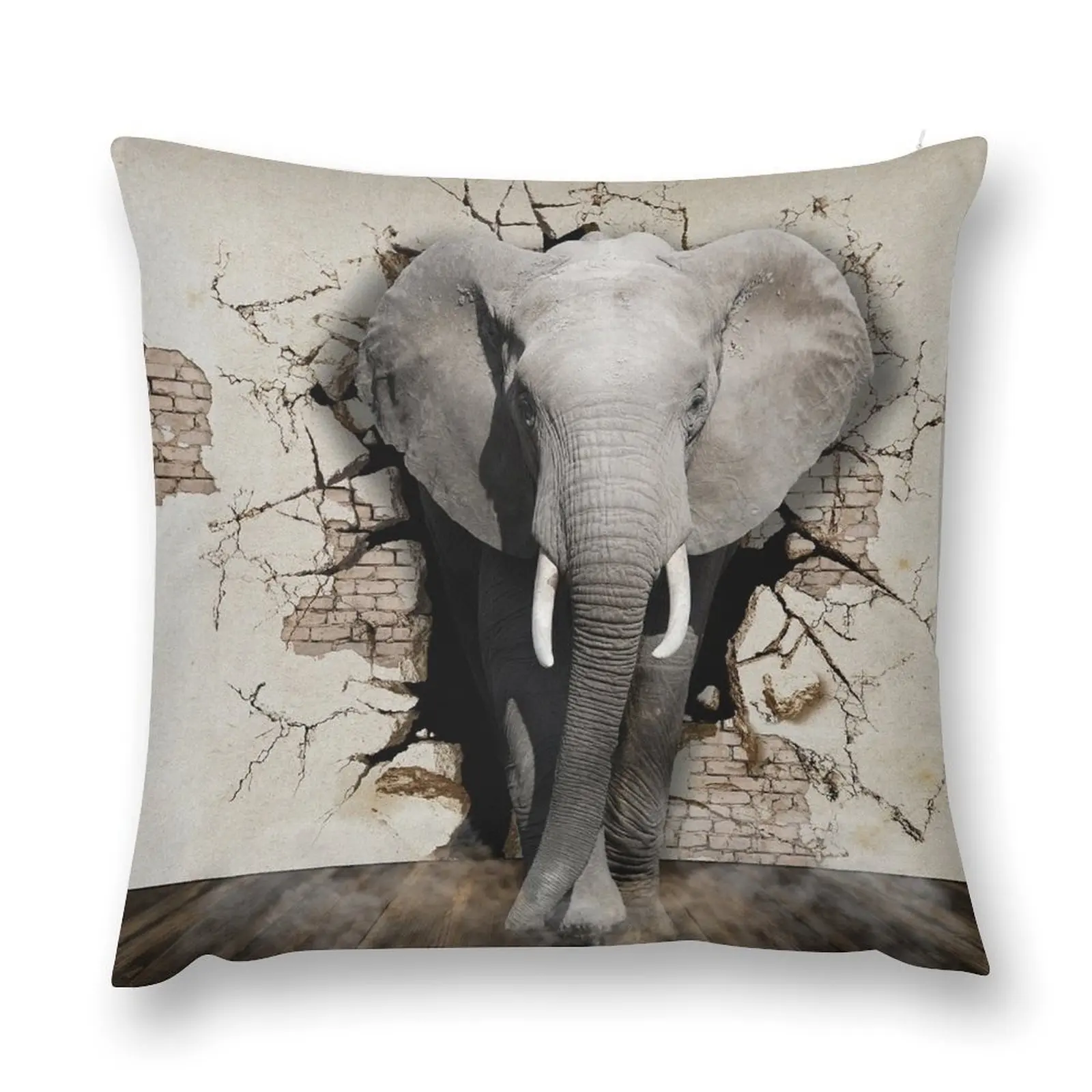 

3D Elephant Coming Through The Wall Throw Pillow Luxury Pillow Case Luxury Living Room Decorative Cushions pillow