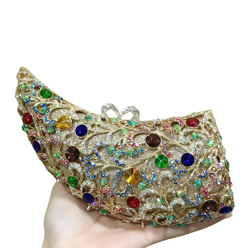 

Lvory Rhinestone Evening Bags Women Gorgeous Hollow Out Metallic Gemstone Clutch Purses And Handbags Wedding Party