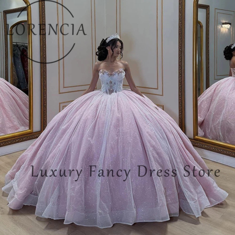 

Супер блестящие платья Quinceanera 2025 года, бальное платье принцессы без бретелек Sweet 16, бальное платье для дня рождения, индивидуальные платья de 15 años 2025