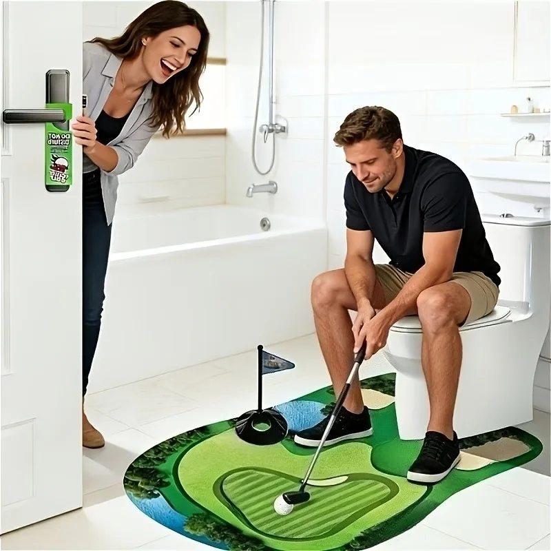 Toilet Golf Game, Mini Golf Practice for Any Bathroom/Bathroom - Gift for Dad and Husbands, Funny Gift, Prank Gift for Boyfriend