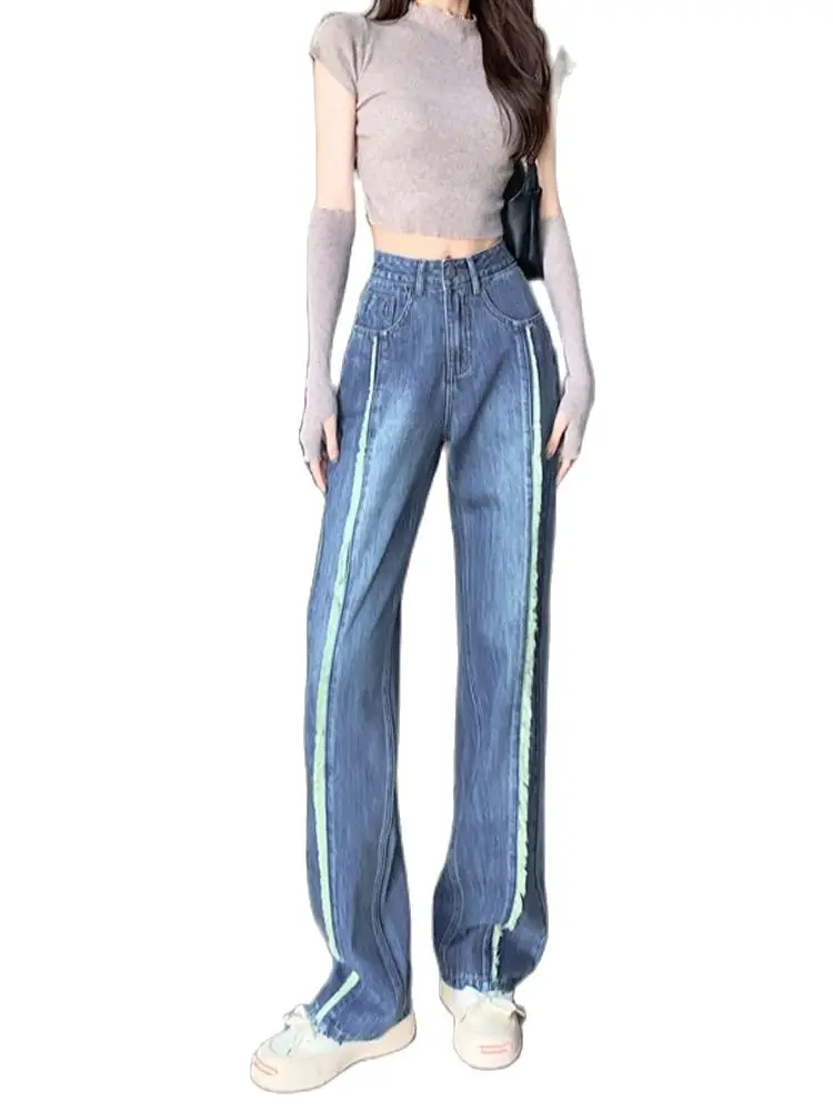 Jeans donna blu Y2k Harajuku anni '90 estetica Streetwear pantaloni larghi in Denim pantaloni Jeans Vintage 2000s vestiti alla moda Trashy 2024