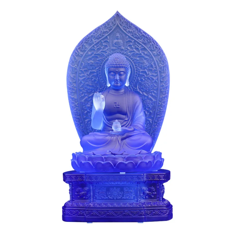 Yjq glazed back plate Tathagata Buddha statue home Buddhist hall desktop offering decoration