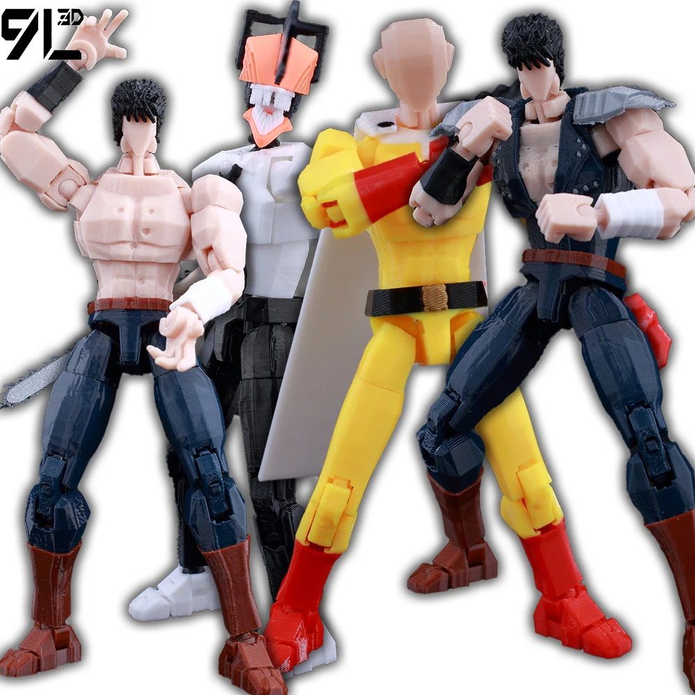Bonecos Articulados 9L3D Multiarticulados de Anime Saitama Kenshiro One Punch Man Punho Estrela do Norte Chainsaw Man Boneco 13 Brinquedos Colecionáveis