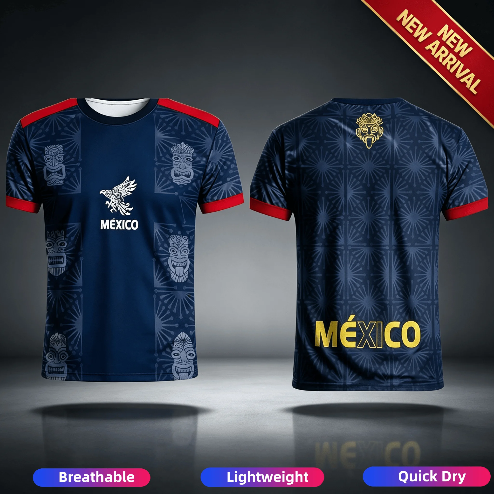 Summer Men's Mexico Soccer Jersey Short Sleeve T-Shirts Totem Aztec Eagle Print Casual Breathable Fan Tops Women Short Sleeve