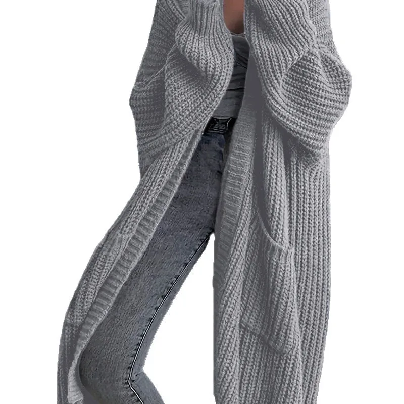 Loose Fit Long Sleeve Coat Commuter Style with Cardigans Long Length Elegant Commuter V Neck Open Front Cardigan for Women