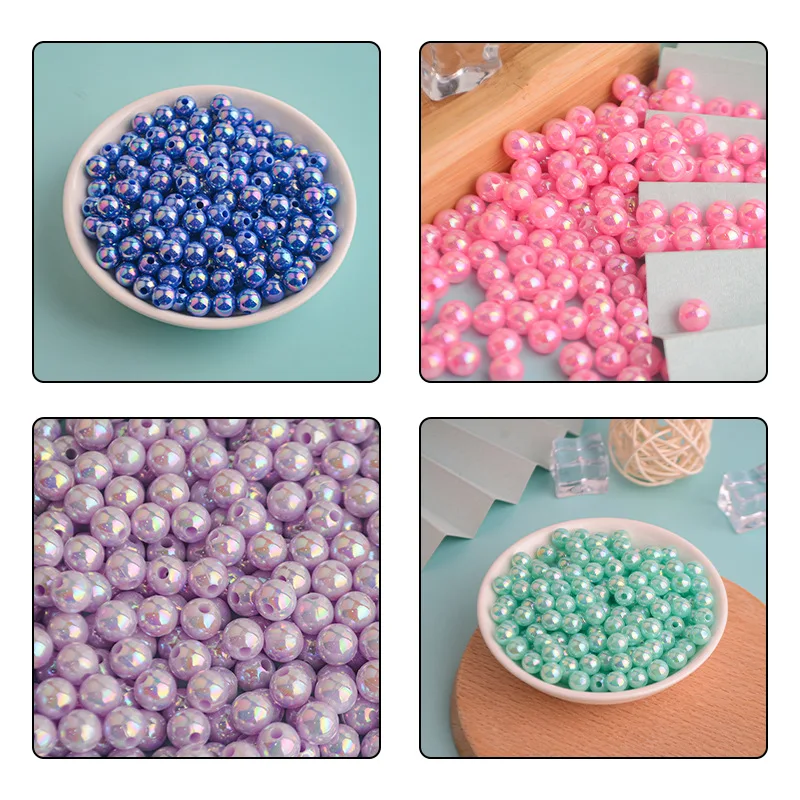500G 6/8/10mm acrylic solid color AB colored rice beads Symphony beads Loose beads Handmade imitation pearls for craft