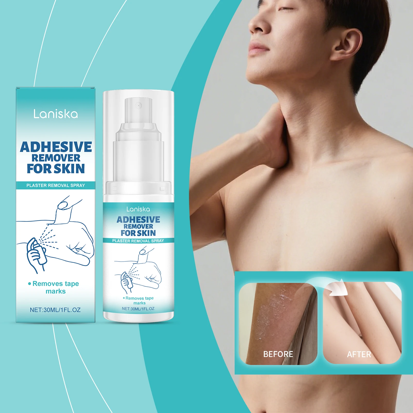Adhesive Remover Spray 50ml Soothing No Sting Moisturizing Tape Adhesive Remover Liquid for Women Men Adults Sticker Clothing