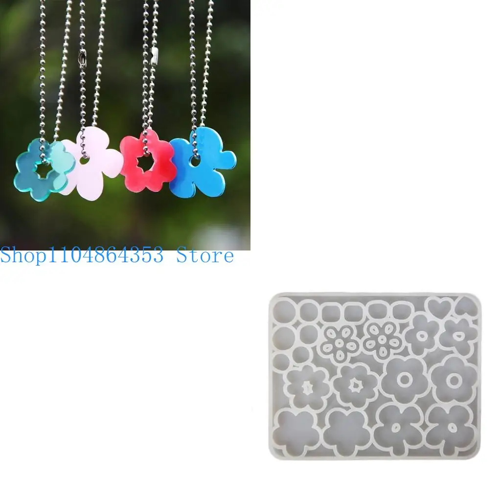 Flower Pendant Silicone Mold Epoxy Resin Mold DIY Keychain Pendant Jewelry for Luggage Bag Neckalce Accessories