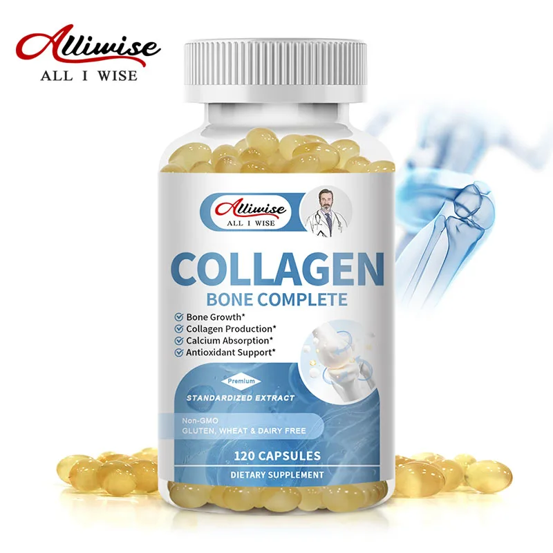 Alliwise Collagen Bone Complete Capsule - Helps Support Joint Cartilage for Bone Growth Collagen Production Calcium