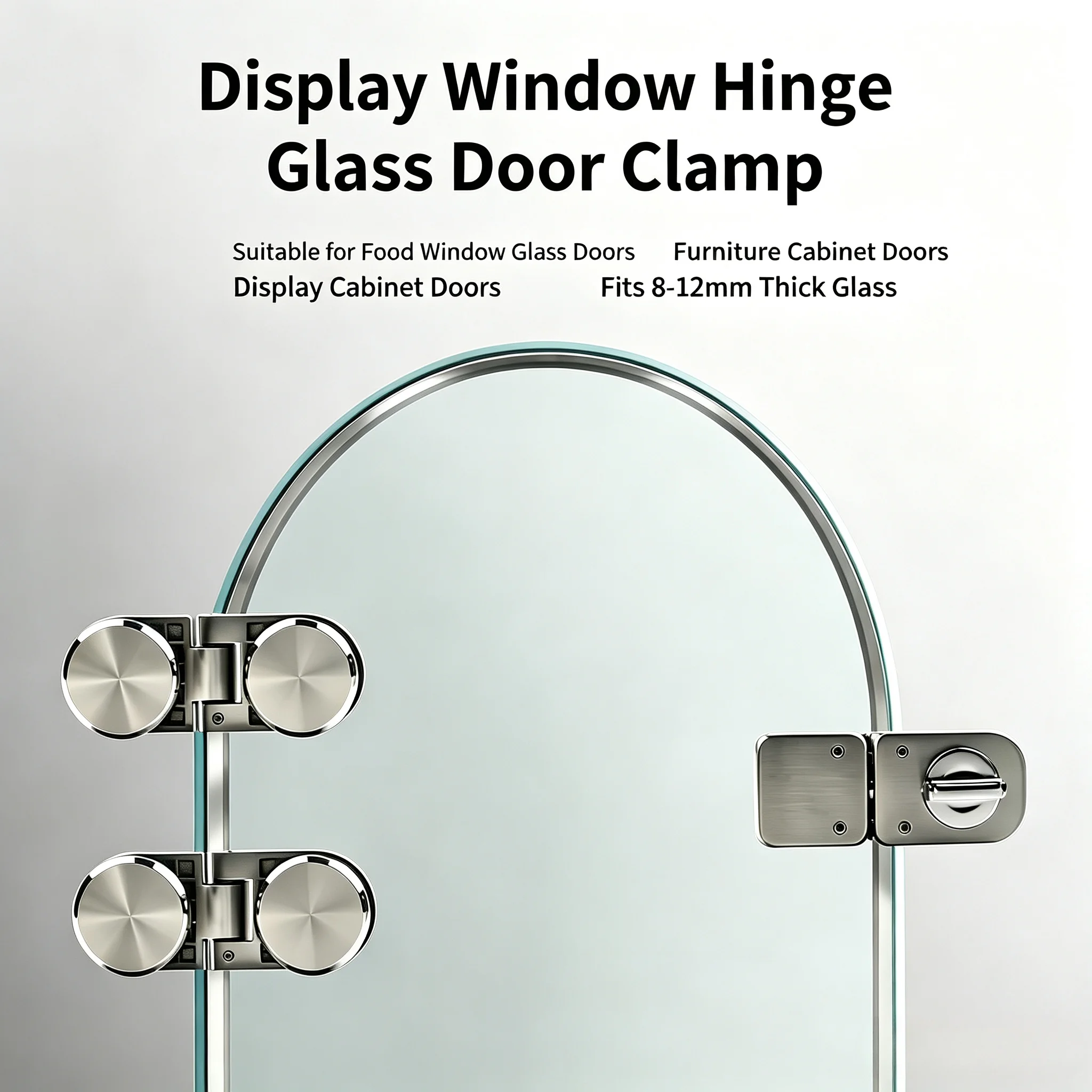 2-Pack Small Metal round Glass Door Hinges for Food Restaurant Display Furniture Cabinet Collectible Pet Cage DIY Renovation