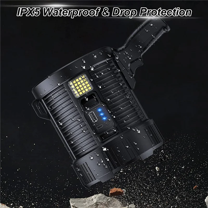 

4X Rechargeable Spotlight,100000 Lumens LED Spot Lights Handheld Large Flashlight Super Bright Outdoor Solar Spotlights
