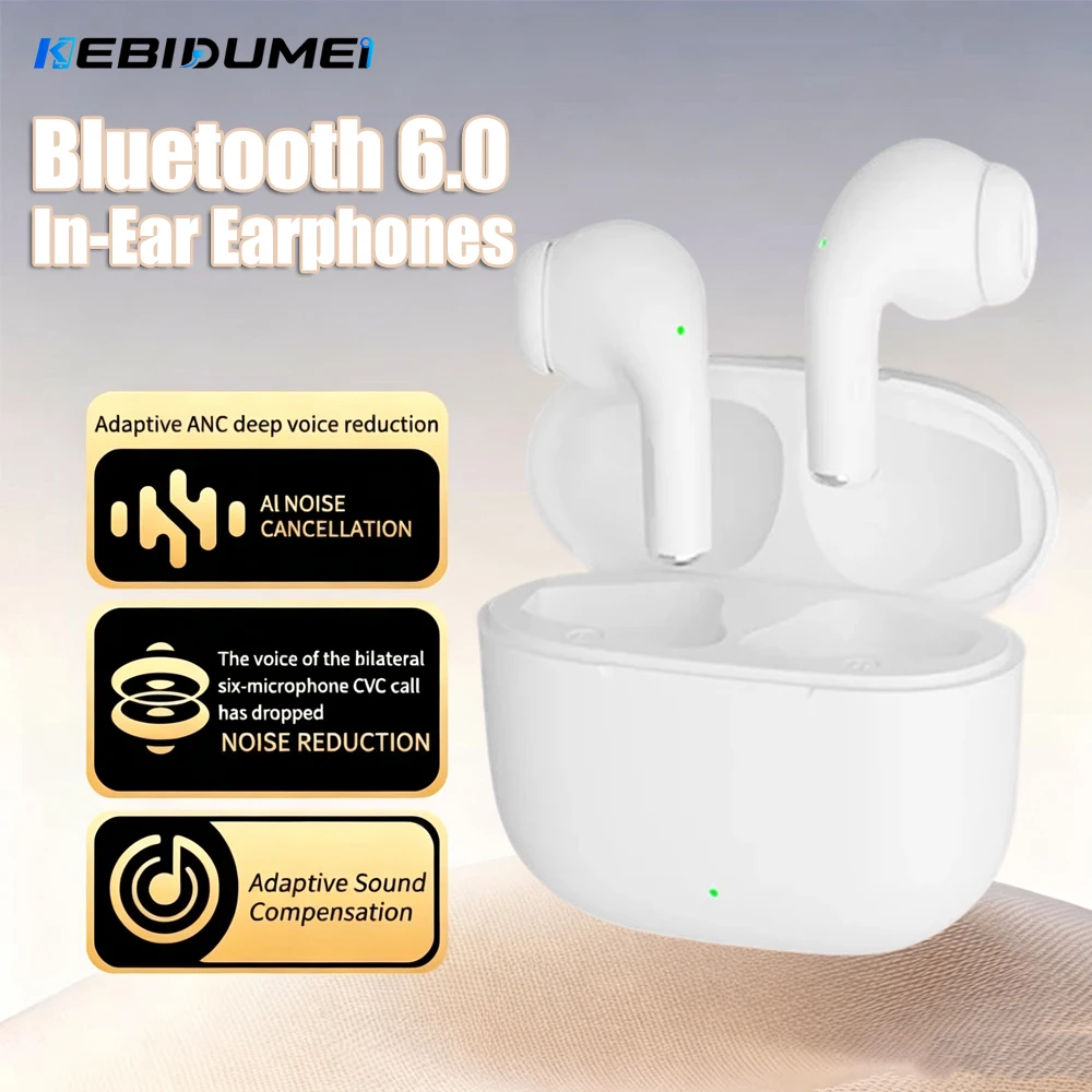 KEBIDUMEI Bluetooth 6.0 In Ear Earphones 35H Playtime Wireless Headphones with Charging Case Headsets Earbuds for Sports Music