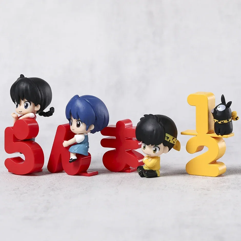 Set of 4 Ranma Tendou Akane Q Ornaments Figures PVC Collectible Model Toys Gifts